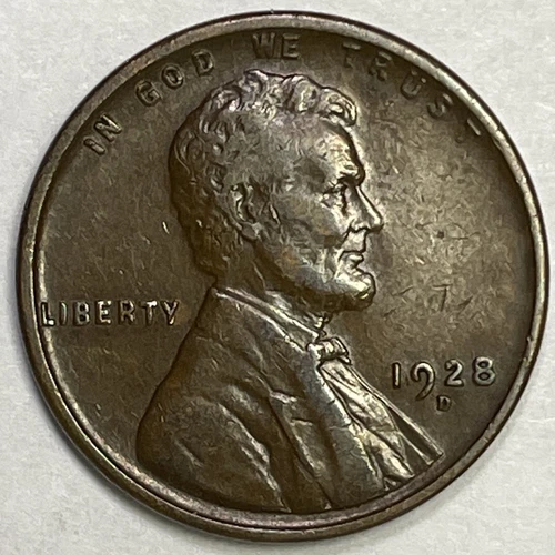 1928-D Lincoln Wheat Cent Extremely Fine XF Coin #5338