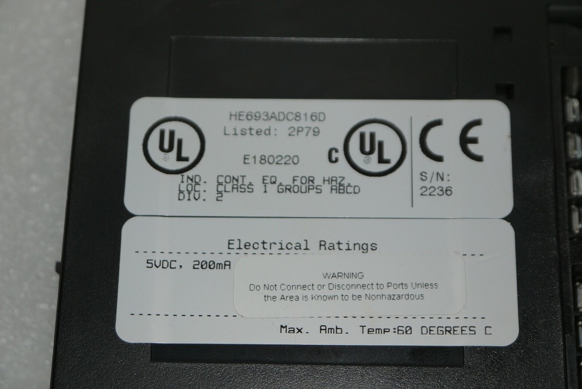 ︎☺︎ GE FANUC HE693ADC816D 16-BIT ANALOG INPUT MODULE MODULE 5VDC