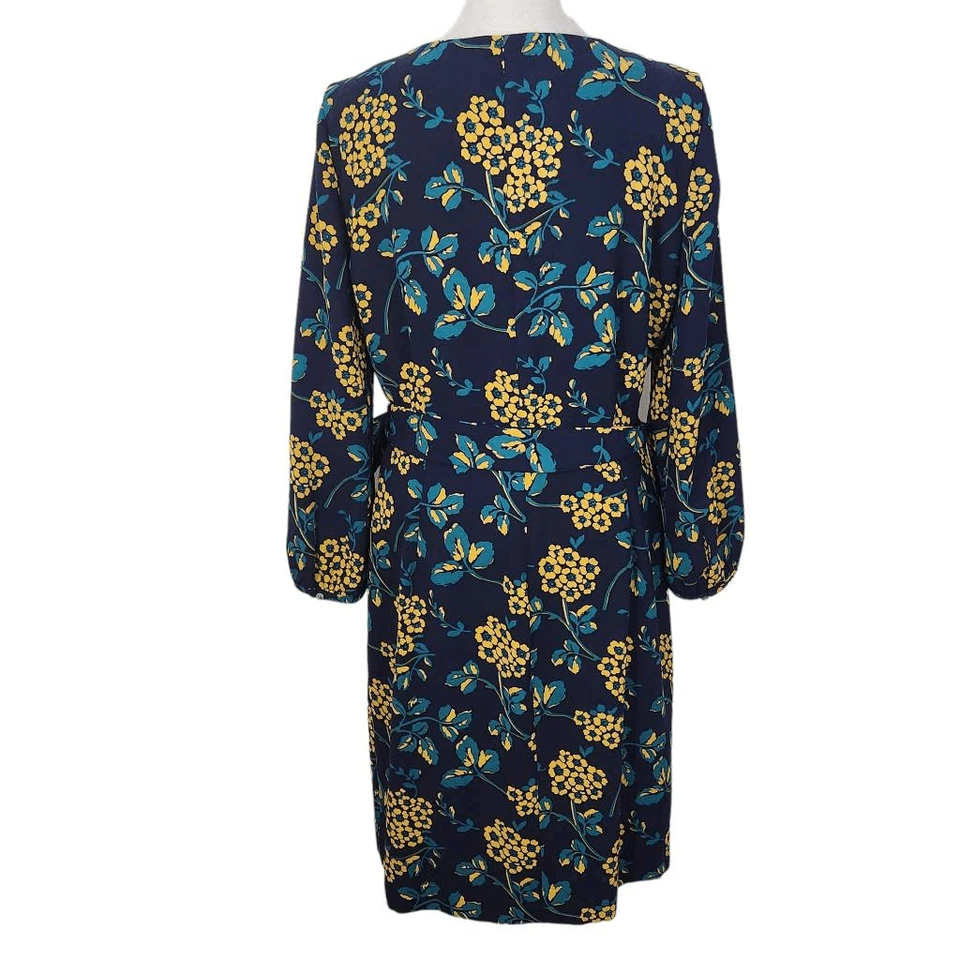 J. Vestido envolvente floral azul marino y dorado Crew talla 4 vestido de invitada de boda Foto 2 de 4