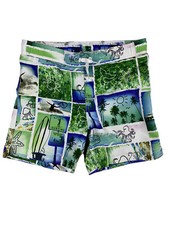 Lands End Multicolor Graphic Print Swim Trunks Boy's Size S Mesh Liner