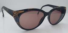 Vintage Marchon Sun Valley Black Gold Oval Sunglasses France FRAMES ONLY