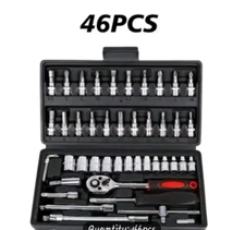 46pcs Socket Ratchet Wrench Set Metric Spanner Car Repair Tool 1/4" Dr. w/ Case
