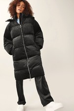 Juicy Couture Helena Velour Long Coat Black Bnwt Rrp£180 Size Xl