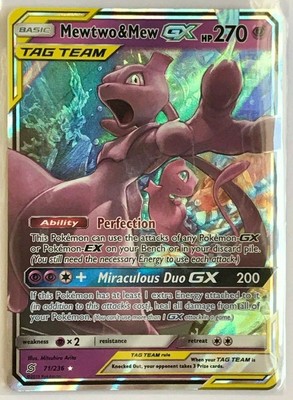Mewtwo & Mew GX TAG TEAM ULTRA RARE 71/236 SM Unified Minds Set Pokemon
