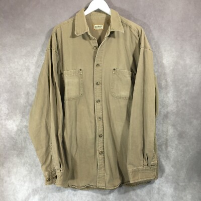 CE Schmidt Workwear Shirt Mens XLT Tan Long Sleeve Industrial Thick Heavy Cotton