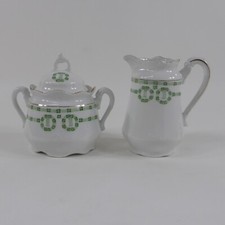 Jugendstil Porzellan Milch & Zucker Milchk&auml;nnchen Zuckerdose Ornamente (54)