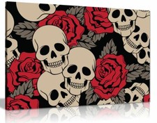 Roses & Skuls Canvas Wall Art Picture Print