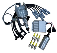 Distributor + Wires + Spark Plugs + Coil + Module For Ford 300 F100 F150 F250