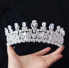 Beautifully 925 Silver  Encrusted With Sparkling Clear Genuine CZ Wedding Tiara