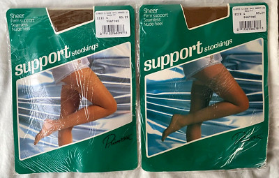 VTG..2 PR..PRIMROSE..SHEER SUPPORT..STOCKINGS..SUNTONE..X-TALL..NIP
