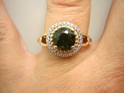 GRÜNER ZIRKON RING IN 375/000 GELBGOLD SONDERPREIS LUXUS PUR GR:66 T668