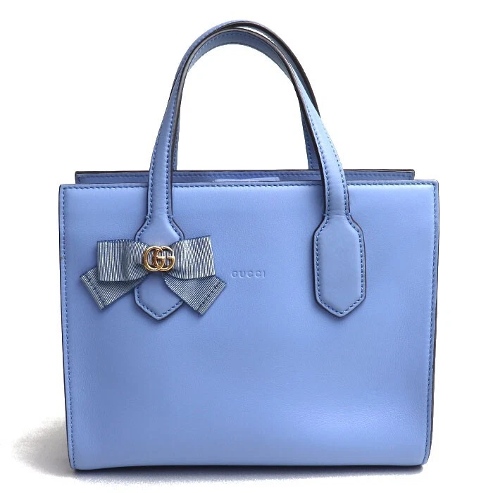 Authentique sac fourre tout GUCCI GG ruban 443089 cuir bleu Japon