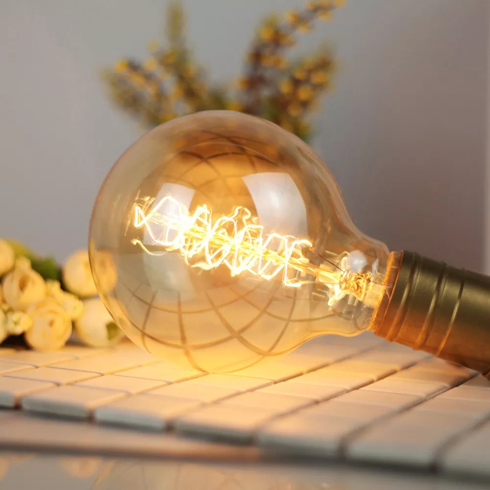 B22 Bayonet 40W G95 Spiral Filament Dimmable Edison Globe Bulb Retro Decor Light