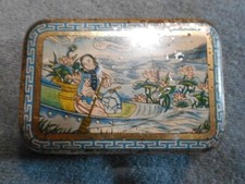Alte Puderdose / Blechdose mit Spiegel 1900 / 1920 ca 7 cm x 4,5 cm x 2 cm
