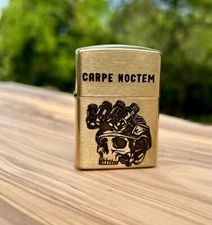 Carpe Noctem Custom Engraved Zippo | Solid Brass Armor Case | Made in USA