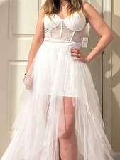Windsor White Bridal Dress Lace Corset Tulle Gown Size  7 Elopement/Reception