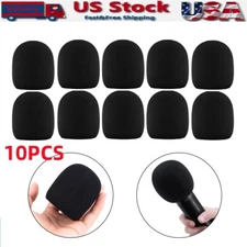 10Pack Microphone Headset Grill Windscreen Sponge Foam Black Mic Cover Protector