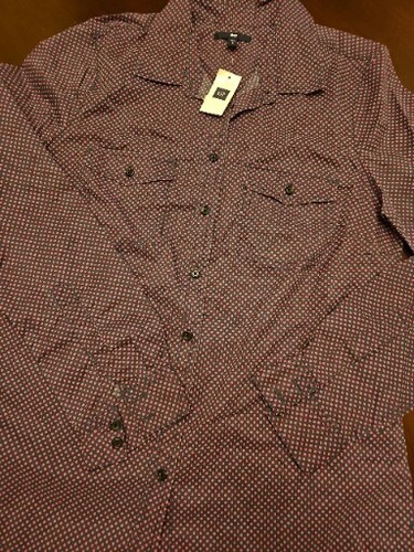 Long Sleeve Full Button Front Men's Shirts, Gap, Purple Red Polka Dot New Sm NWT - Picture 4 of 16