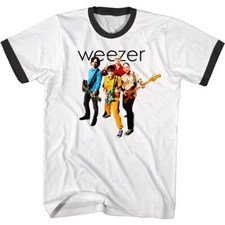 Weezer Rock Band Men's Ringer T Shirt White Album Official Merch Concert Tour