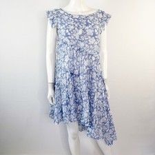 Love Shack Fancy Blue Asymmetrical Floral Tunic Dress Size XS Boho Summer Fairy