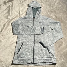 Boys Youth XL Under Armour Full Zip Hoodie Fleece Lined EUC Heather Gray