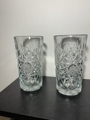 Libby USA Hobstar Tall 16 oz. Highball Clear Glasses Star Design Set of 2