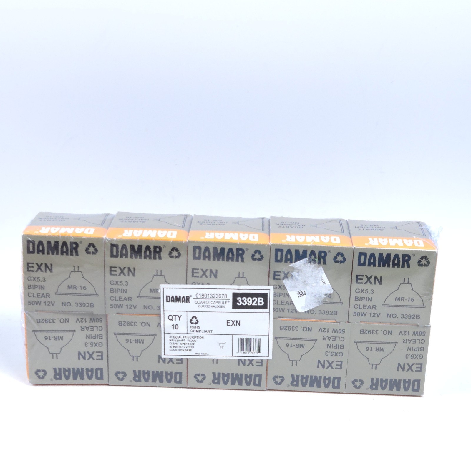 Lot Of  10 DAMAR EXN MR16 12volt 50 watt 3392B Clear Flood Light Blb Replacement
