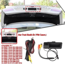Rear Trunk Handle Kit Release Switch With Camera For BMW E60 E61 E90 E91 E92 BLK