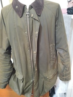 Barbour Herren Jacke grün Baumwolle gesteppt Samtkragen gerippt 2XL