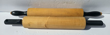 Vtg LOT of 2 Rolling Pins Farmhouse Kitchen Decor Wooden Black Handles
