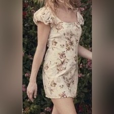 Dôen Marci Cotton Silk Puff Shoulder Mini Dress