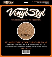 Vinyl Styl® VS-M-001 12 Inch Anti Static Cork Turntable Mat - Less Vibration - N