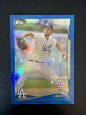 CLAYTON KERSHAW 2014 Topps Opening Day #50 Blue Holo Foil 0877/2014 Dodgers Goat