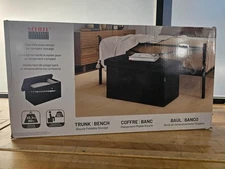 Seville Classics Boucle Foldable Bedroom Storage Trunk Bin Basket Black