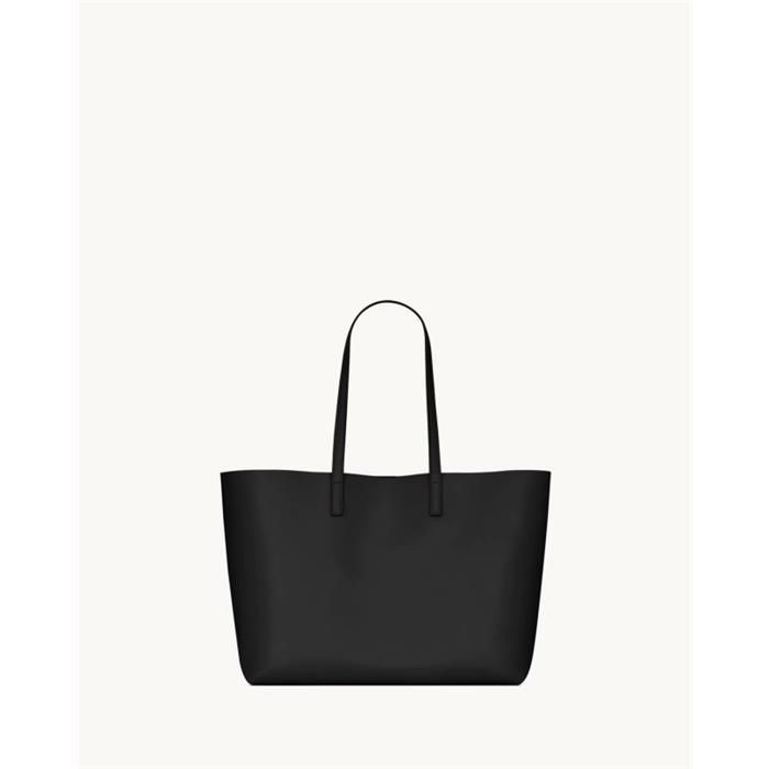 Borsa shopper Saint Laurent East West in pelle morbida timbro nero: stile CASSANDRE