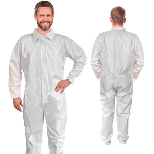 White Disposable Coverall Microporous Paint Suit Zipper Large 60 GSM - product listing photo