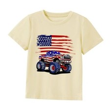 Kids 4th of July Shirt USA Flag Clothes Toddler Boys 5T 6 monster Truck Flag