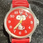 1970s Timex Snoopy Red Floating Woodstock mechanical watch - Vintage working