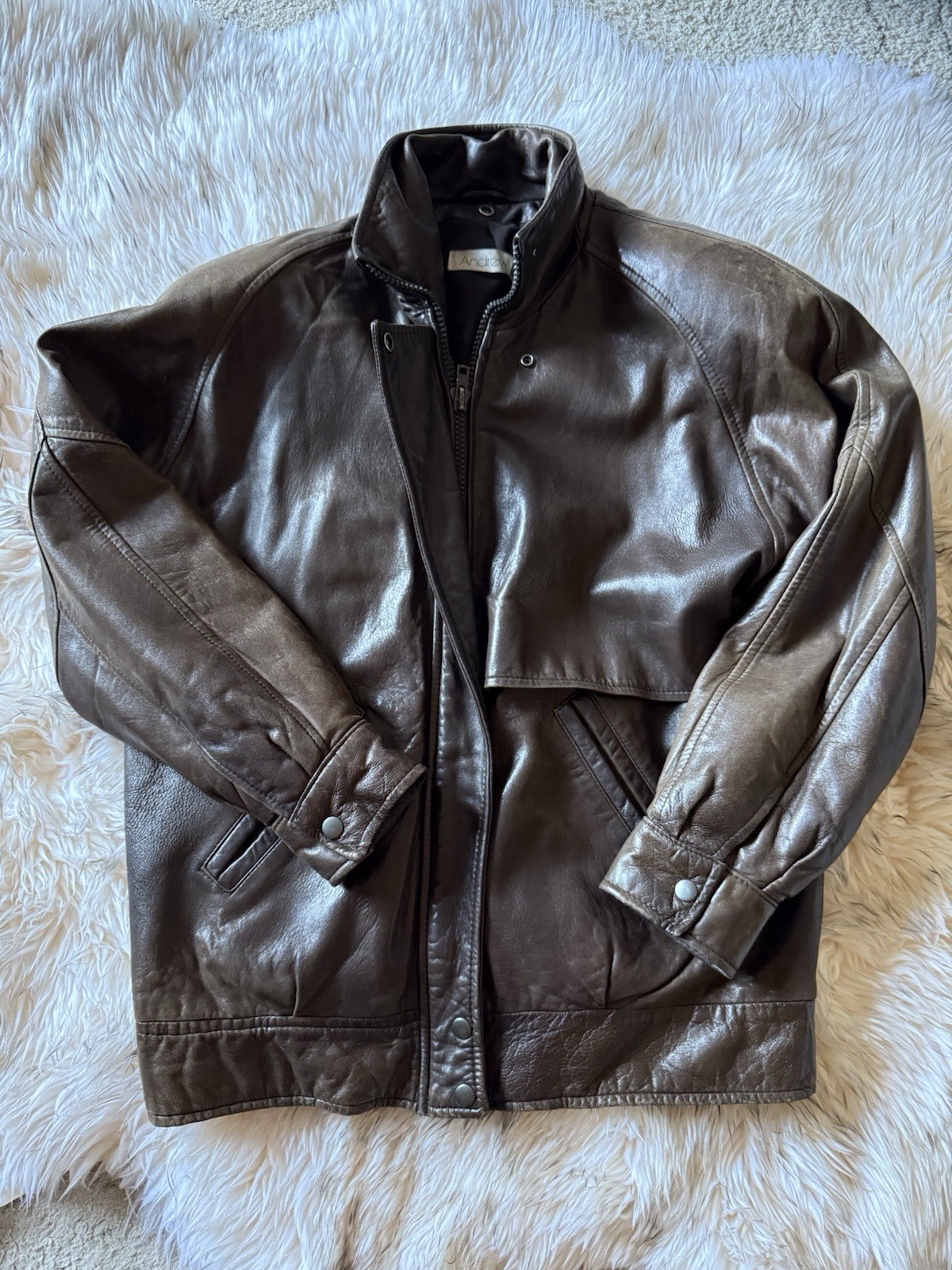 Andrew Marc 100% Leather Jacket Brown Men’s Medium Quilted Lining
