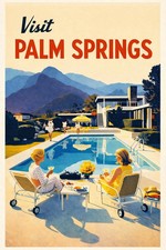 Vintage Visit Palm Springs California Travel Art Poster