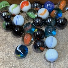 Lot of Vintage Style Glass Marbles Mixed Colors Swirls Cat Eye