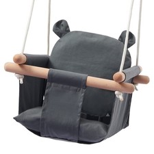 Secure Baby Swing Seat with Safety Belt - Baby Canvas and Wooden Sw... Fast Ship