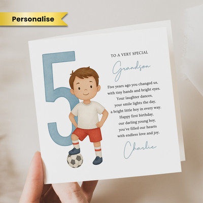 5. Geburtstag Gedichtkarte für Ihn Sohn Enkel Ihn personalisiert 5. Geburtstag Geschenk