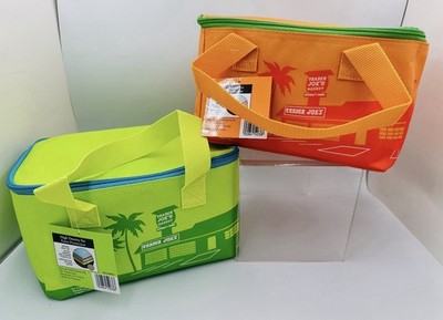 Trader Joe s Set Of Two Mini Insulated Cooler Orange & Green  Bags 1.5 Gl