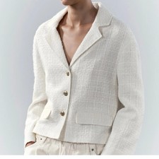 NWT ZARA Size XS TEXTURED BLAZER ZW COLLECTION 129 3262