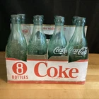 Vintage Antique Coke Coca Cola 1940’s-1950’s Soda Pop 8 Green Glass Bottles Cart