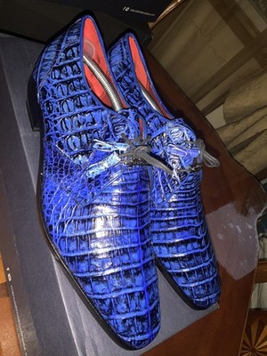 Marco Di Milano Lacio Caiman Crocodile Derby Electric Blue Size 10.5