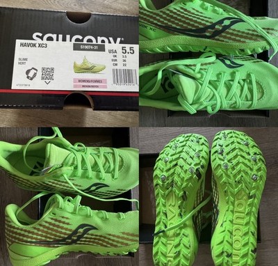 Saucony Women's Havok XC3 Cross Country Spike Shoes Slime Green Size 5.5