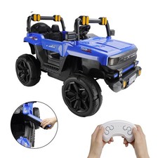  4Wheel 12V Electric Kid Ride On Truck Toy Car W/ Remote Control LED Light Blue