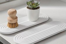 2PCS Diatomaceous Earth Sink Organizer Tray- 12x4inch, Quick-Drying, Absorbent